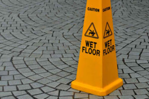 wet floor sign at a public area